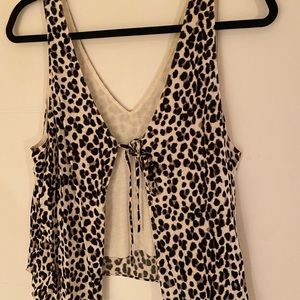 Leopard print open back crop top